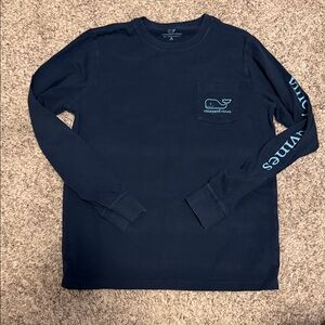 Vineyard Vines Navy Long Sleeve Tee with Logo